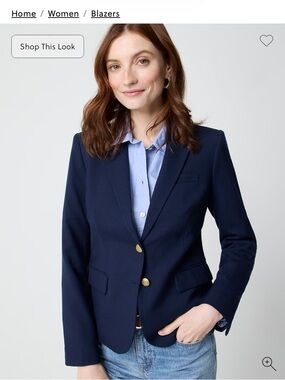 J. Crew Navy Schoolboy Tailored Blazer with Gold Buttons